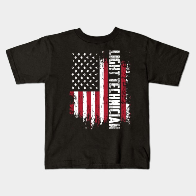 Light Technician: Official Lighting Technician USA Flag Kids T-Shirt by thingsandthings